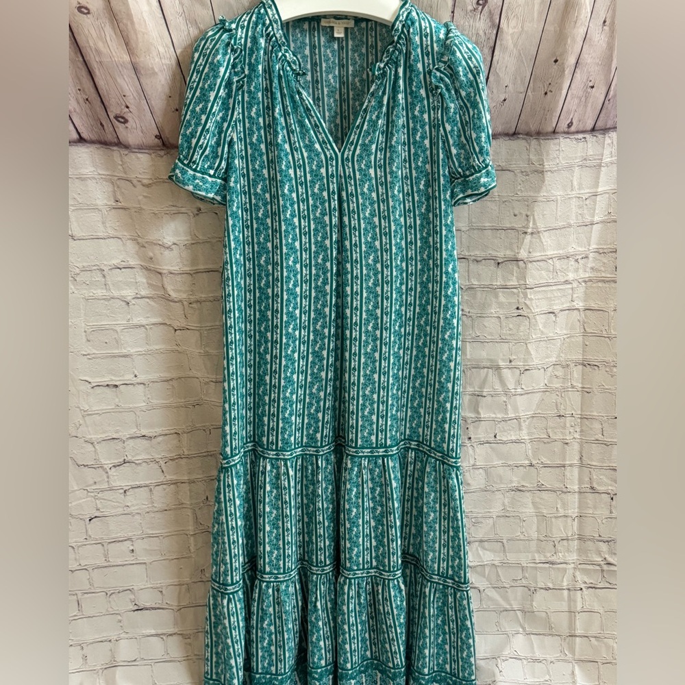 Chelsea & Violet Aqua Blue Size Large Maxi Short Sleeve Dress UGC